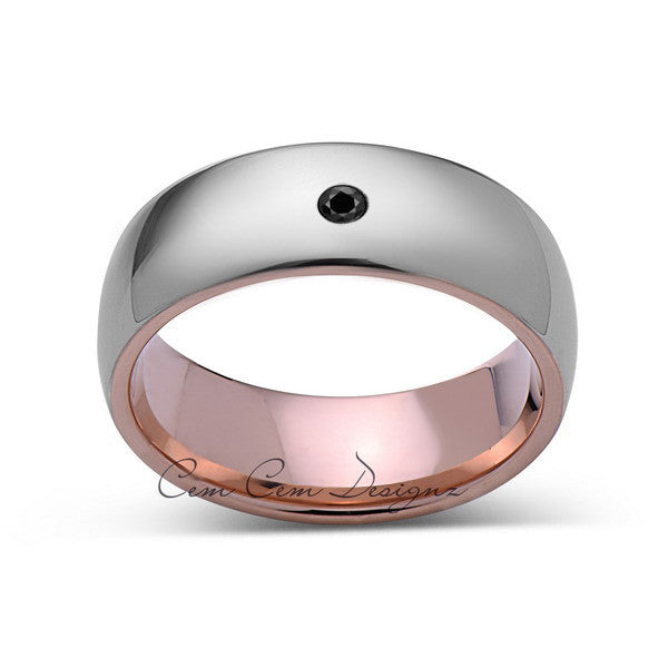 8mm,Mens,Black Diamond,Gray,Rose Gold,Tungsten Ring,Rose Gold,Wedding Band,Comfort Fit - LUXURY BANDS LA