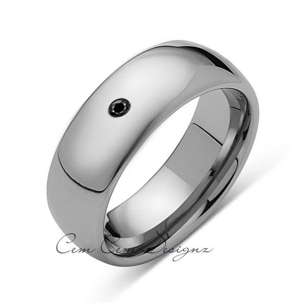 8mm,Mens,Black Diamond,White Gold,Tungsten Ring,White Gold,Wedding Band,Comfort Fit - LUXURY BANDS LA