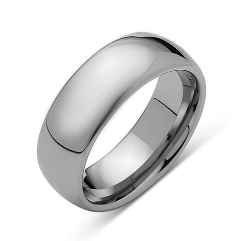 Silver High Polish Tungsten Ring - 8mm - High Polish - Plain Wedding Band - Engagement Ring - LUXURY BANDS LA