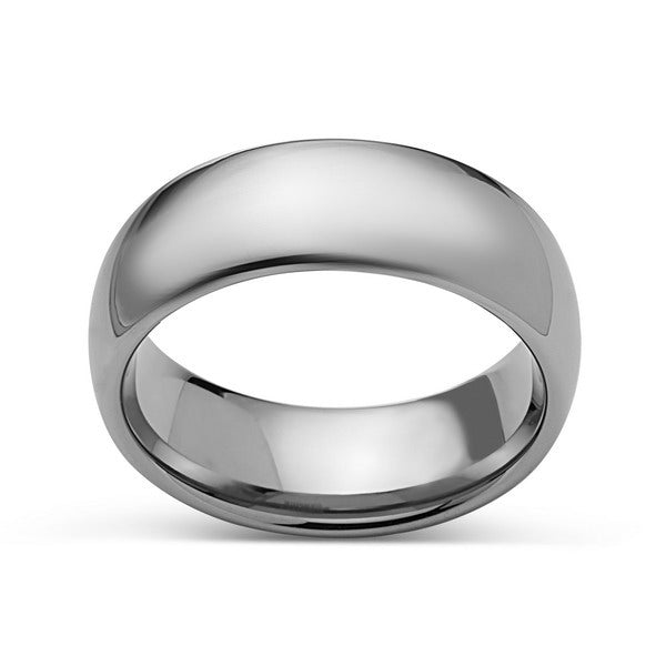 Silver High Polish Tungsten Ring - 8mm - High Polish - Plain Wedding Band - Engagement Ring - LUXURY BANDS LA