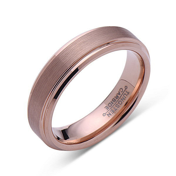 Rose Gold Tungsten Wedding Band - Brushed Rose Gold Tungsten Ring - 6mm - Mens Ring - Tungsten Carbide - Engagement Band - Comfort Fit - LUXURY BANDS LA