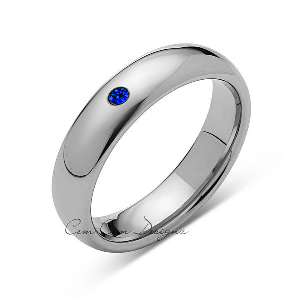 6mm,Mens,Blue Sapphire,White Gold,Tungsten Ring,White Gold,Wedding Band,Comfort Fit - LUXURY BANDS LA