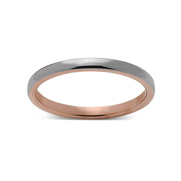 Rose Gold Tungsten Wedding Band - Gray High Polish Ring - 2mm Bridal Band - Engagement Ring - Bridal Band - LUXURY BANDS LA