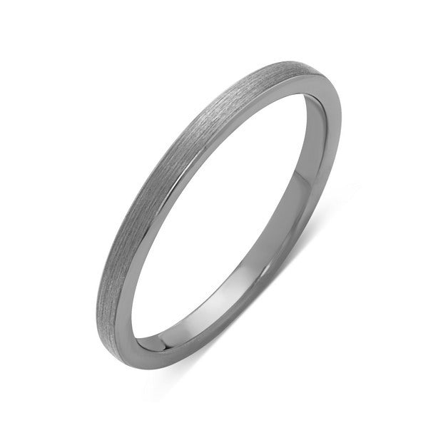 Tungsten Wedding Band - Gray Brushed Ring - 2mm Bridal Band - Engagement Ring - LUXURY BANDS LA