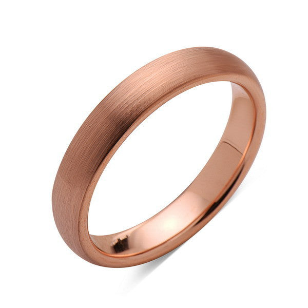 Rose Gold Tungsten Wedding Band - Rose Gold Brushed Ring - 4mm Bridal Band - Engagement Ring - LUXURY BANDS LA