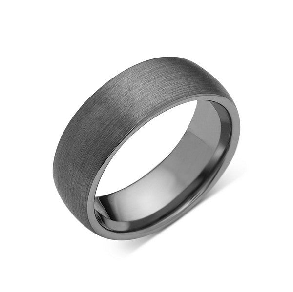 Gray Brushed Tungsten Ring - Dome Shaped - Gunmetal - 8mm - Engagement Ring - LUXURY BANDS LA