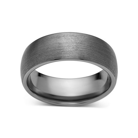Gray Brushed Tungsten Ring - Dome Shaped - Gunmetal - 8mm - Engagement Ring - LUXURY BANDS LA
