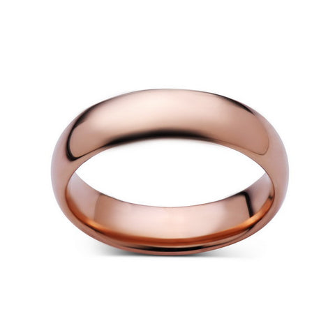 Rose Gold Tungsten Wedding Band - Rose Gold High Polish Tungsten Ring - 6mm - Dome - Tungsten Carbide - Engagement Band - Comfort Fit - LUXURY BANDS LA