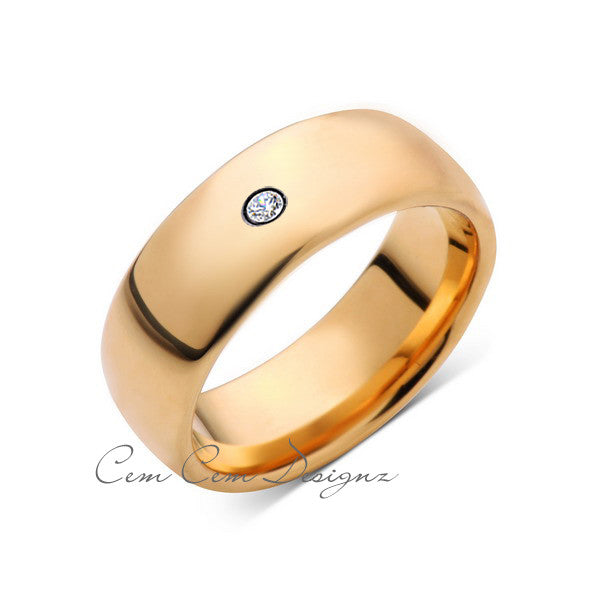 8mm,Mens,Diamond,Yellow Gold,Wedding Band,unique,Yellow Gold,Tungsten Ring,Comfort Fit - LUXURY BANDS LA