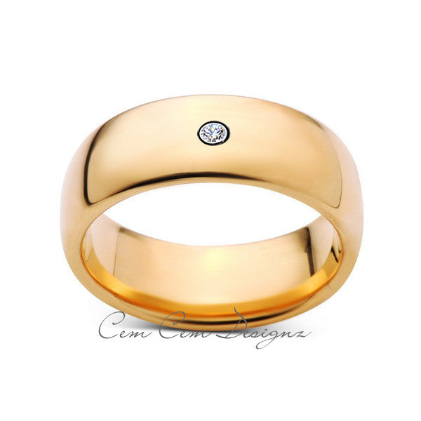 8mm,Mens,Diamond,Yellow Gold,Wedding Band,unique,Yellow Gold,Tungsten Ring,Comfort Fit - LUXURY BANDS LA