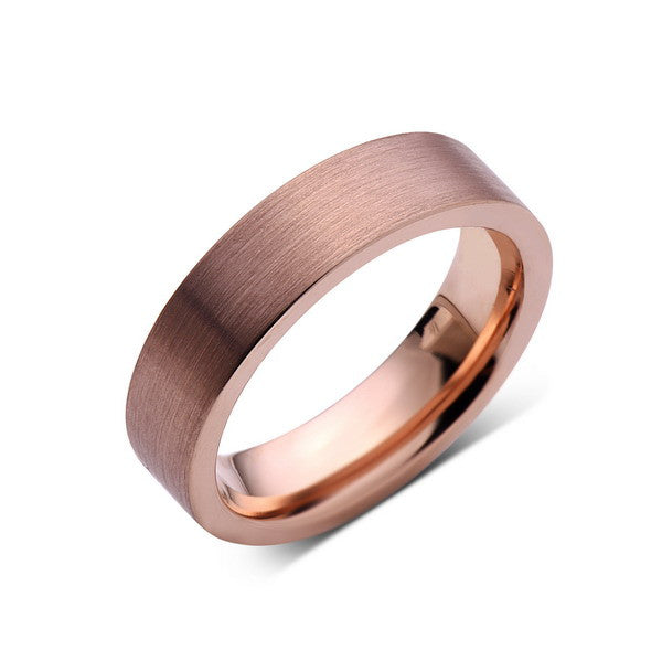 Rose Gold Tungsten Wedding Band - Rose Gold Brushed Tungsten Ring - 6mm - Pipe Cut  - Tungsten Carbide - Engagement Band - Comfort Fit - LUXURY BANDS LA