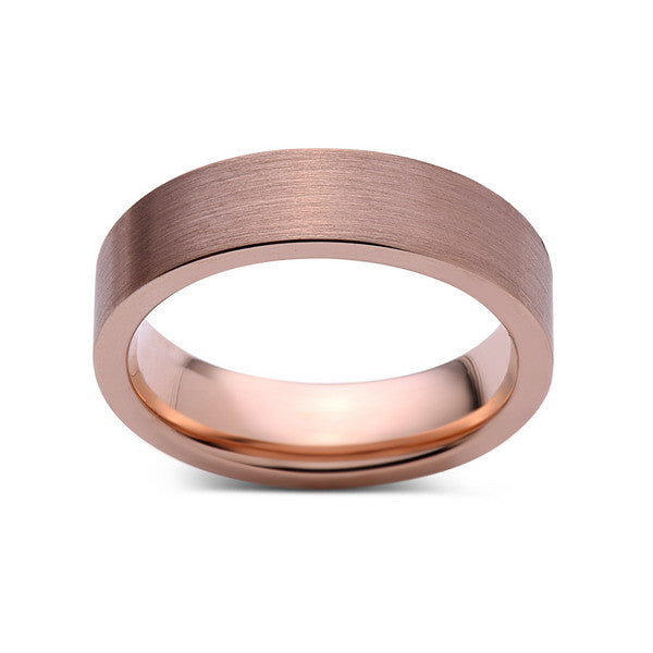 Rose Gold Tungsten Wedding Band - Rose Gold Brushed Tungsten Ring - 6mm - Pipe Cut  - Tungsten Carbide - Engagement Band - Comfort Fit - LUXURY BANDS LA