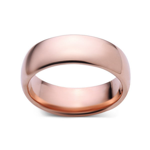 Rose Gold Tungsten Wedding Band - Rose Gold High Polish Tungsten Ring - 8mm - Dome - Tungsten Carbide - Engagement Band - Comfort Fit - LUXURY BANDS LA
