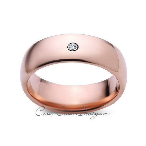 8mm,Mens,Diamond,Rose Gold,Wedding Band,unique,Rose Gold,Tungsten Ring,Comfort Fit - LUXURY BANDS LA