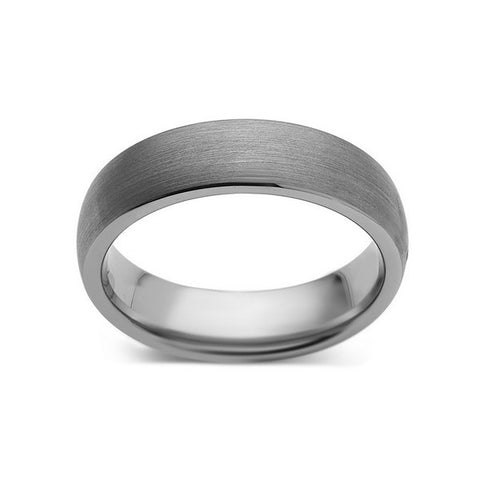 Gray Brushed Tungsten Ring - Dome Shaped - Gunmetal - 6mm - Engagement Ring - LUXURY BANDS LA