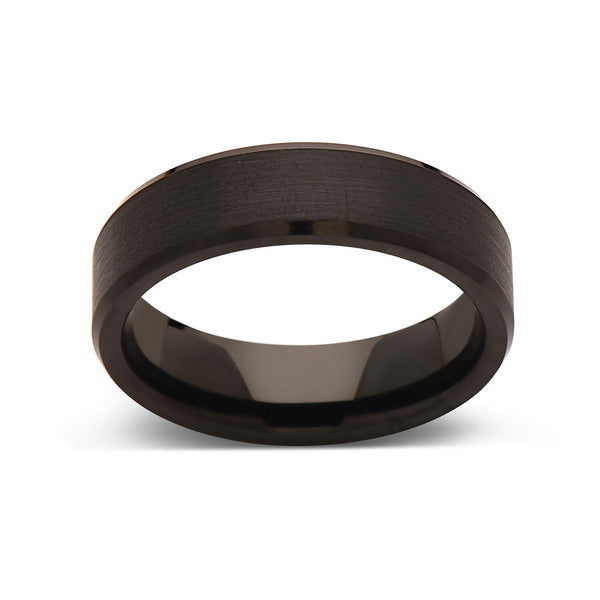 Black Tungsten Wedding Band - Brushed Black Ring - 6mm- Mens Ring - Tungsten Carbide- Engagement Band - Comfort Fit - LUXURY BANDS LA