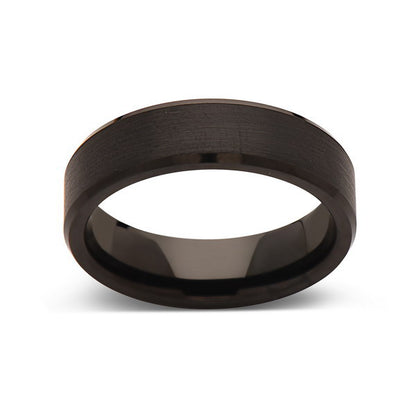 Black Tungsten Wedding Band - Brushed Black Ring - 6mm- Mens Ring - Tungsten Carbide- Engagement Band - Comfort Fit - LUXURY BANDS LA
