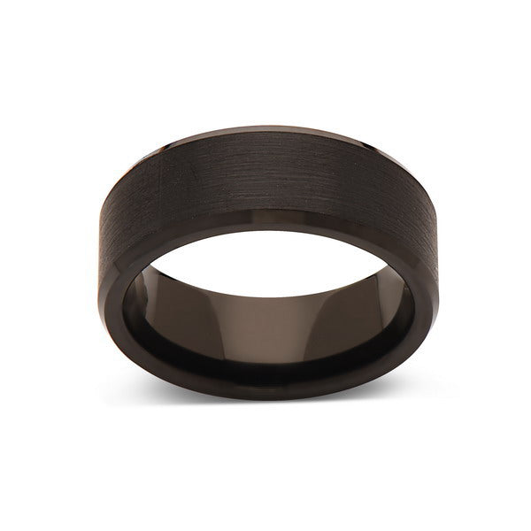 Black Tungsten Wedding Band - Brushed Black Ring - 8mm- Mens Ring - Tungsten Carbide- Engagement Band - Comfort Fit - LUXURY BANDS LA