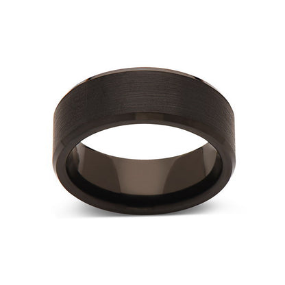 Black Tungsten Wedding Band - Brushed Black Ring - 8mm- Mens Ring - Tungsten Carbide- Engagement Band - Comfort Fit - LUXURY BANDS LA
