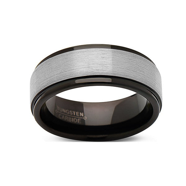 Gray Brushed Tungsten Wedding Band - Black Tungsten Ring - 8mm Ring - New Engagement Band - Comfort Fit - LUXURY BANDS LA