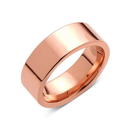 Rose Gold Tungsten Wedding Band - Rose Gold High Polish Tungsten Ring - 8mm - Pipe Cut  - Tungsten Carbide - Engagement Band - Comfort Fit - LUXURY BANDS LA