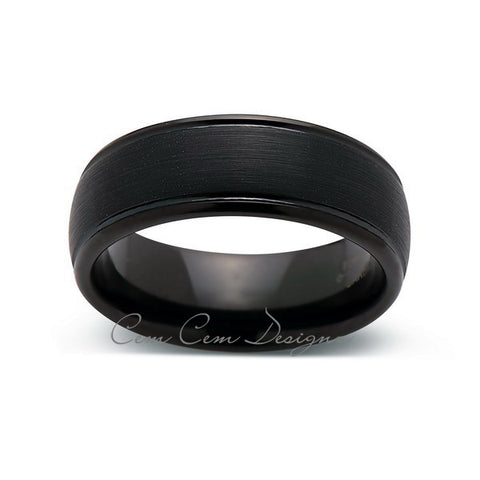 8mm,New,Unique,Black Gun Metal Brushed,Tungsten Rings,Wedding Band,Matching,Comfort Fit - LUXURY BANDS LA