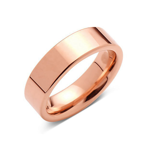 Rose Gold Tungsten Wedding Band - Rose Gold High Polish Tungsten Ring - 6mm - Pipe Cut  - Tungsten Carbide - Engagement Band - Comfort Fit - LUXURY BANDS LA