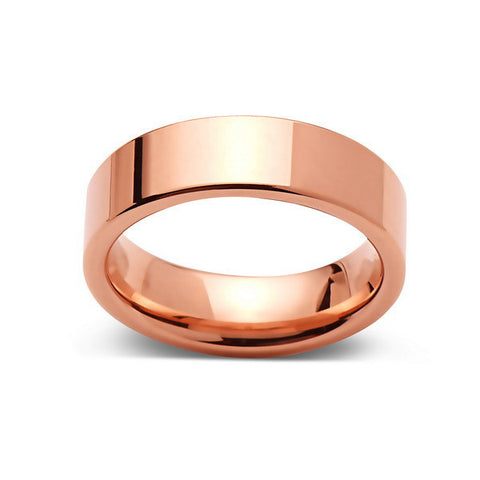 Rose Gold Tungsten Wedding Band - Rose Gold High Polish Tungsten Ring - 6mm - Pipe Cut  - Tungsten Carbide - Engagement Band - Comfort Fit - LUXURY BANDS LA