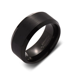 Black Tungsten Wedding Band - Brushed Black Ring - 10mm - Mens