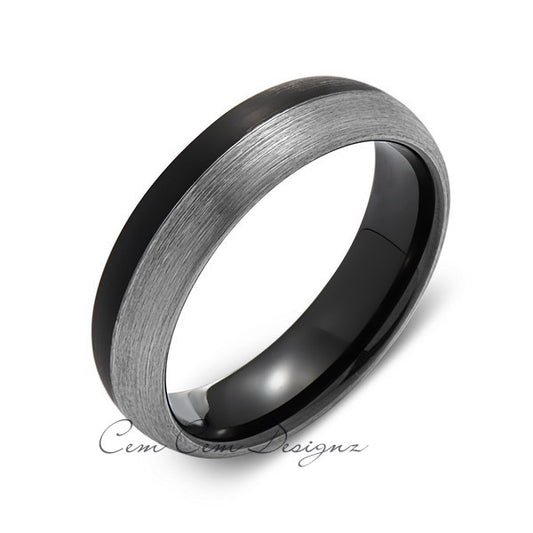 6mm,New,Unique,Black and Gray Gun Metal Brushed,Tungsten Rings,Wedding Band,Matching,Comfort Fit - LUXURY BANDS LA