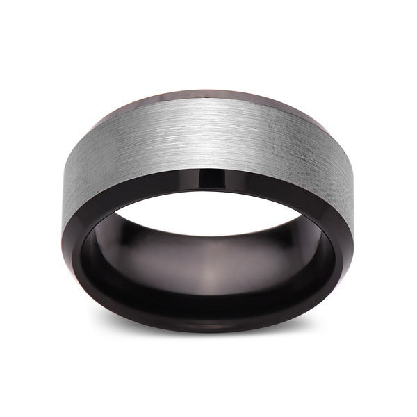 Black Tungsten Wedding Band - Brushed Gray Ring - 10mm Ring - Tungsten Carbide- Engagement Band - Comfort Fit - LUXURY BANDS LA