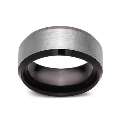 Black Tungsten Wedding Band - Brushed Gray Ring - 10mm Ring - Tungsten Carbide- Engagement Band - Comfort Fit - LUXURY BANDS LA