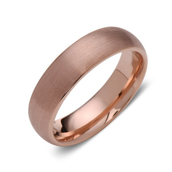 Rose Gold Tungsten Wedding Band - Engagement Ring - 6mm - Dome Shaped - Tungsten Carbide - Unique Jewelry - LUXURY BANDS LA