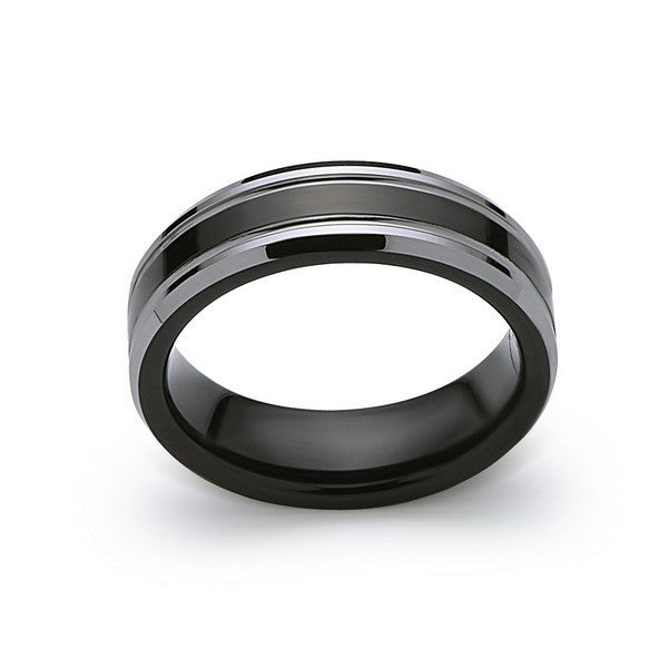 Men's Tungsten Wedding Band - Black and Silver - 6MM - High Polish Ring - Engagement Band - Comfort Fit - LUXURY BANDS LA