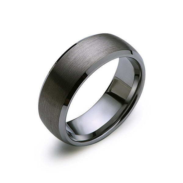Men Gunmetal Gray Wedding Band Carbide Ring Mens Wedding Band