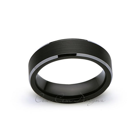 6mm,New,Unique,Black Satin Brushed,Tungsten Rings,Wedding Band,Matching,Comfort Fit - LUXURY BANDS LA