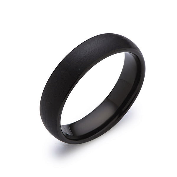 Black Tungsten Wedding Band - Brushed Black Ring - 6MM - Unisex Ring - Dome - Tungsten Carbide- Engagement Band - Comfort Fit - LUXURY BANDS LA