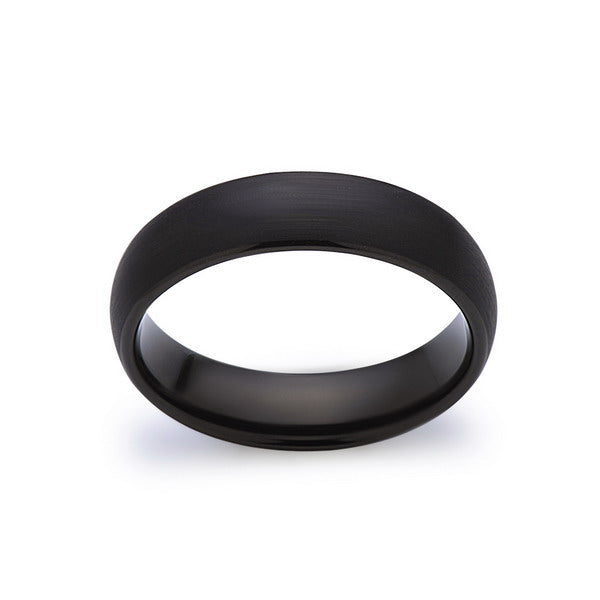 Black Tungsten Wedding Band - Brushed Black Ring - 6MM - Unisex Ring - Dome - Tungsten Carbide- Engagement Band - Comfort Fit - LUXURY BANDS LA