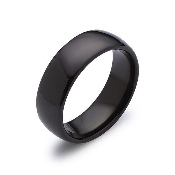 Black Tungsten Wedding Band - High Polish Black Ring - 8MM - Unisex Ring - Dome - Tungsten Carbide- Engagement Band - Comfort Fit - LUXURY BANDS LA