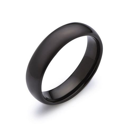 Black Tungsten Wedding Band - High Polish Black Ring - 6MM - Unisex Ring - Dome - Tungsten Carbide- Engagement Band - Comfort Fit - LUXURY BANDS LA