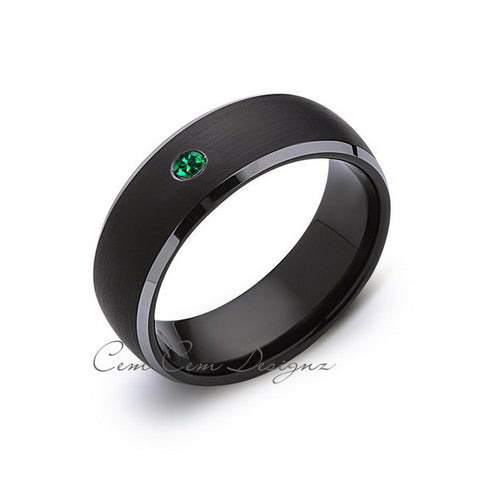 8mm,Black and Gray Tungsten,Green Emerald,Band,Gun Metal,Black Brushed,Tungsten Rings,Mens Wedding Band,Comfort Fit - LUXURY BANDS LA
