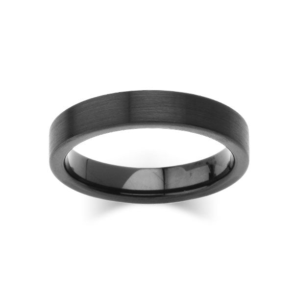 Black Tungsten Wedding Band - Brushed Black Ring - 4MM - Pipe Cut- Unisex Ring - Engagement Band - Comfort Fit - LUXURY BANDS LA