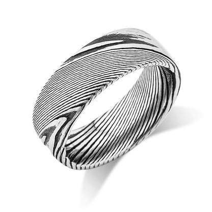 Damascus Steel Wedding Band - Designer Engagement Ring - 8MM - Comfort Fit - LUXURY BANDS LA