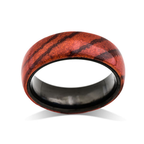 Whiskey Barrel Ring - Mens Black Tungsten Ring - Whiskey Wood Wedding Band - Bourbon Barrel Ring