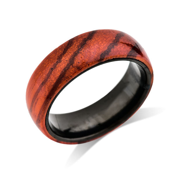 Whiskey Barrel Ring - Mens Black Tungsten Ring - Whiskey Wood Wedding Band - Bourbon Barrel Ring