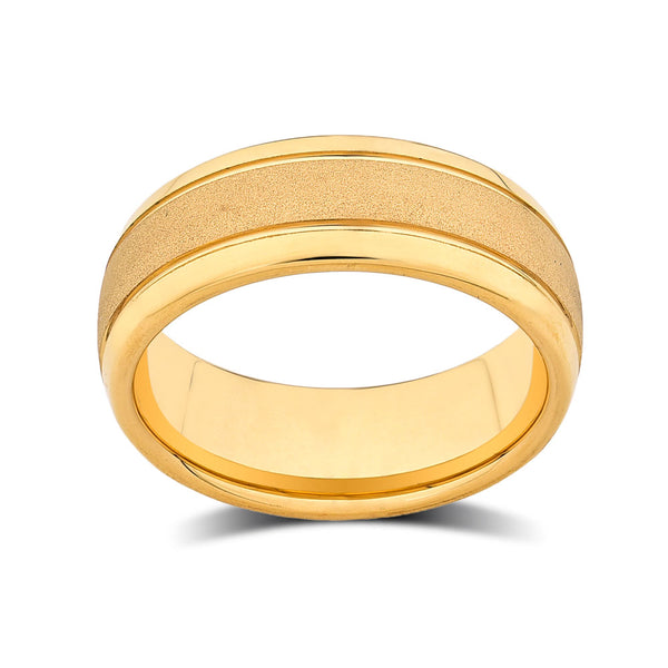 Yellow Gold Wedding Band -  Tungsten Ring - Brushed Satin Engagement Ring