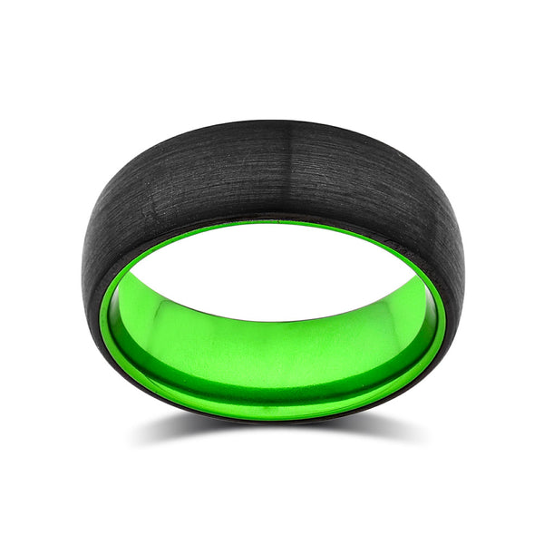 Mens Wedding Bands - New Green Tungsten Ring - 8mm Ring - Unique Green Engagement Band - Comfort Fit