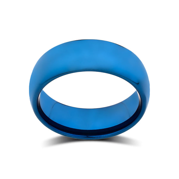 Blue Tungsten Wedding Ring - 8mm - Mens Ring - Tungsten Carbide - Engagement Band