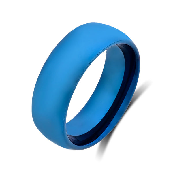 Blue Tungsten Wedding Ring - 8mm - Mens Ring - Tungsten Carbide - Engagement Band