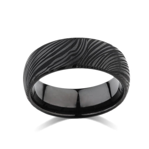 Black Tungsten Wedding Band - Unique Brushed Black Ring - 8MM - Unisex  - Dome - Tungsten Carbide- Engagement Band - Comfort Fit - LUXURY BANDS LA